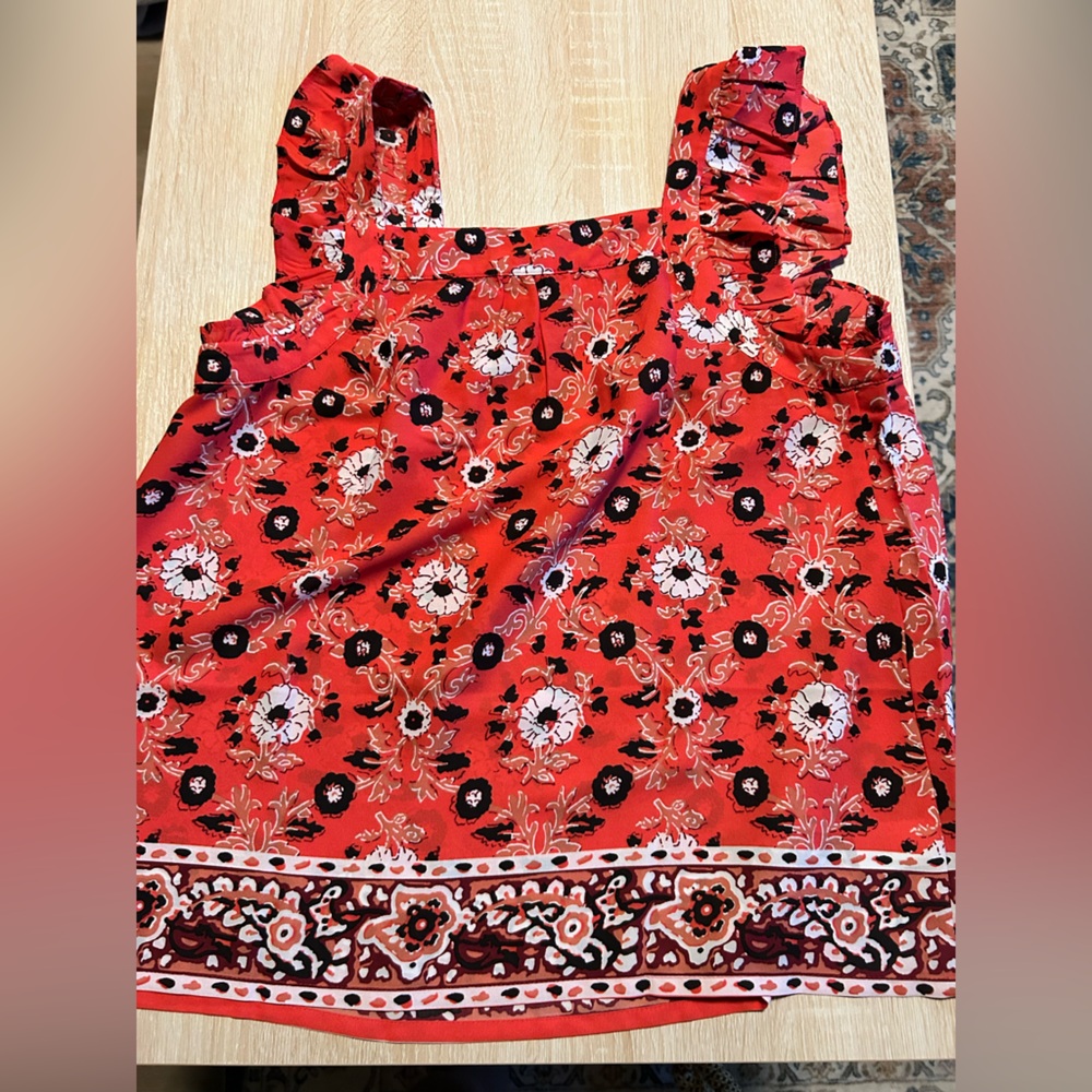 LOFT Red Floral Blouse